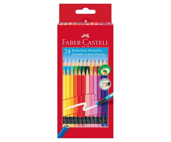 Faber-Castell: Drvene bojice sa gumicom na vrhu 24kom