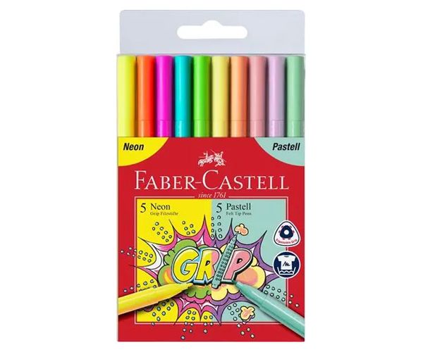 Faber-Castell: Grip neon i pastelni flomasteri 5+5kom