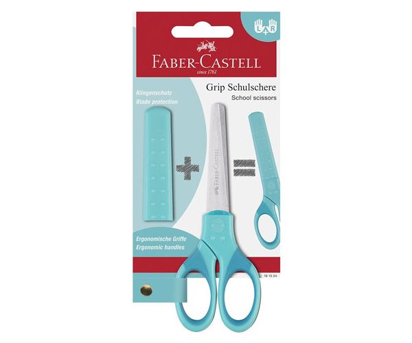 Faber-Castell: Grip školske škare tirkizne boje sa štitnikom za oštricu