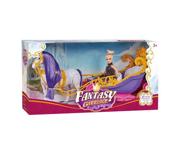 Fantasy Carriage Sjajna otvorena kočija sa konjem i bebom
