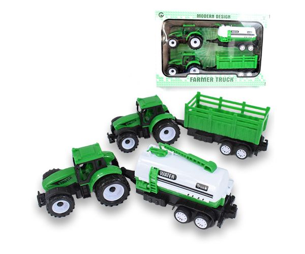 Farm Truck: Zeleni dvodijelni traktorski set s prikolicom
