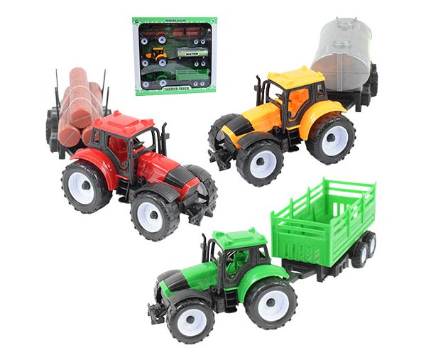 Farmer Truck: Poljoprivredni traktori s prikolicom, set od 3 komada 28 cm