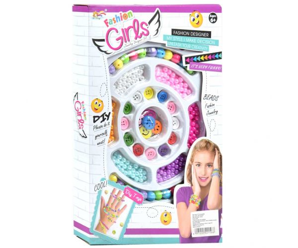 Fashion Girls: set za izradu narukvica s emojima i dodacima sa 100+ šarenih perli