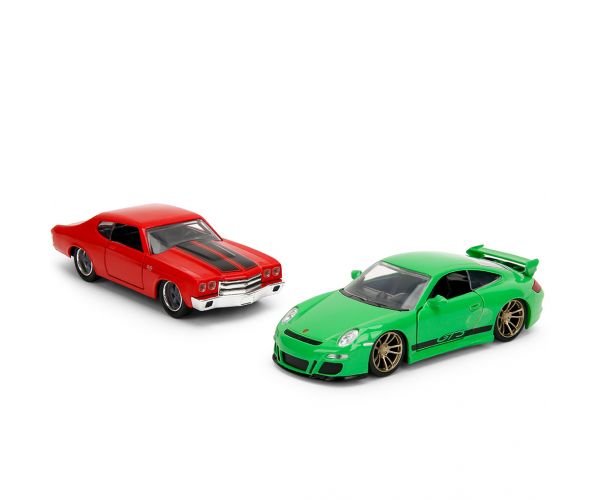 Fast & Furious Legacy Series – Dom Chevrolet Chevelle SS i Porsche 911 GT3 (997) metalni set automobilskih modela - Jada Toys
