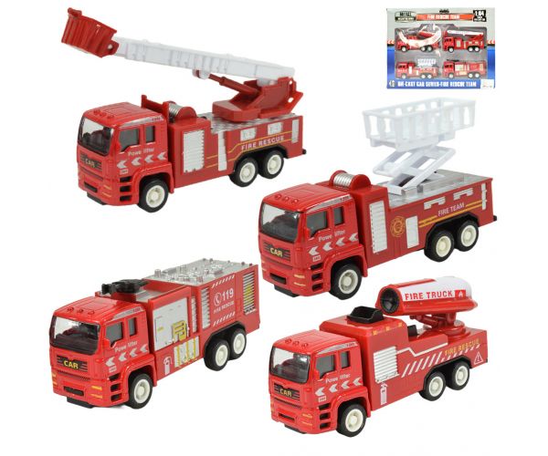 Fire Rescue Team: 4 komada metalni set vatrogasnih kamiona