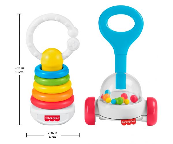 Fisher-Price: Set od 2 šarene zvečke za bebe - Mattel