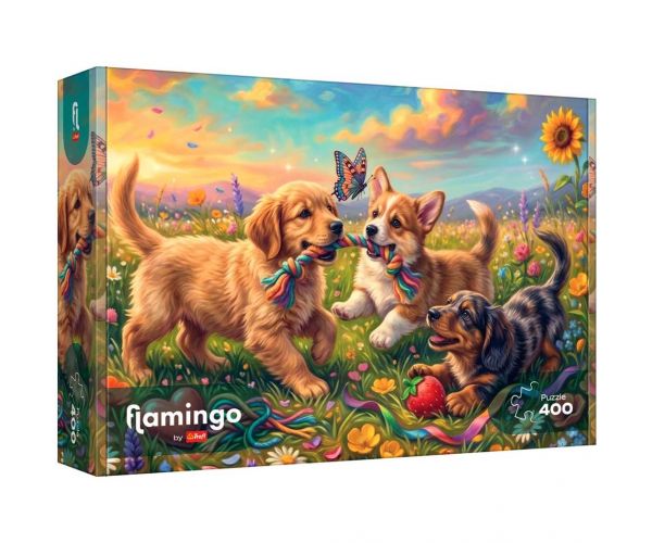 Flamingo by puzzle Játékos kiskutyák 400db-os puzzle - Trefl