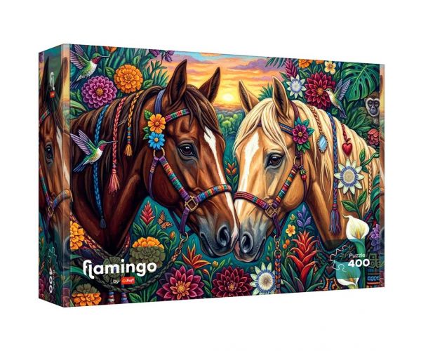 Flamingo by puzzle Lovak virágokkal díszítve 400db-os puzzle - Trefl