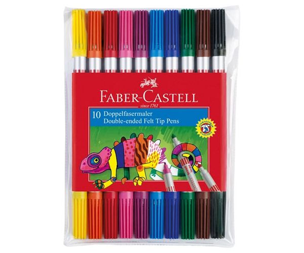 Flomasteri u boji, dvostrani, perivi, set 10 kom - Faber-Castell