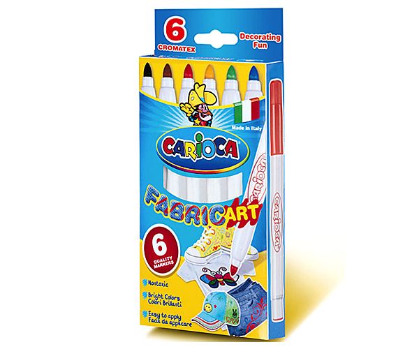 Flomasteri za tekstil u setu 6 kom - Carioca