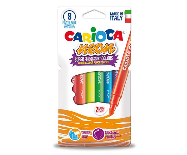 Fluorescentni neon flomasteri u setu 8 kom - Carioca