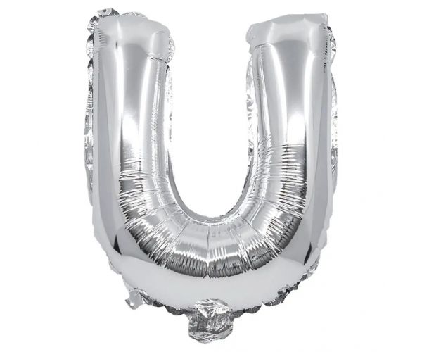 Folija balon u obliku slova srebrne boje – slovo U 32 cm