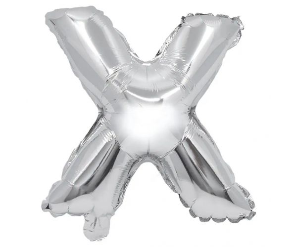 Folija balon u obliku slova srebrne boje – slovo X 32 cm