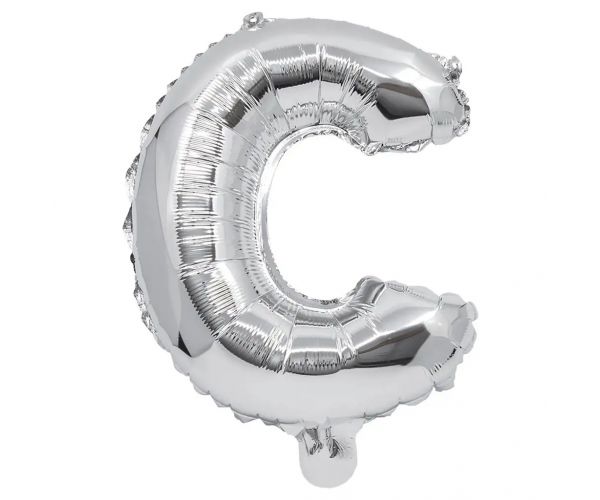 Folija balon u obliku slova u srebrnoj boji – slovo C 32 cm