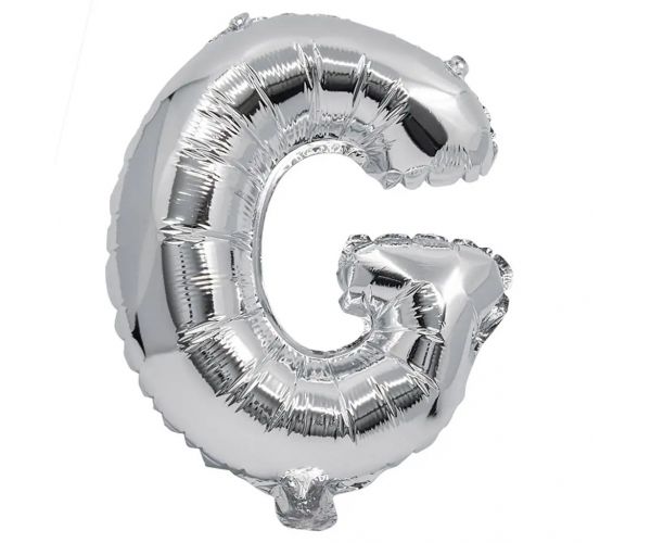 Folija balon u obliku slova u srebrnoj boji – slovo G 32 cm