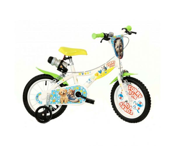 Furry Fun kutyás-cicás gyerek bicikli 14-es méretben - Dino Bikes kerékpár
