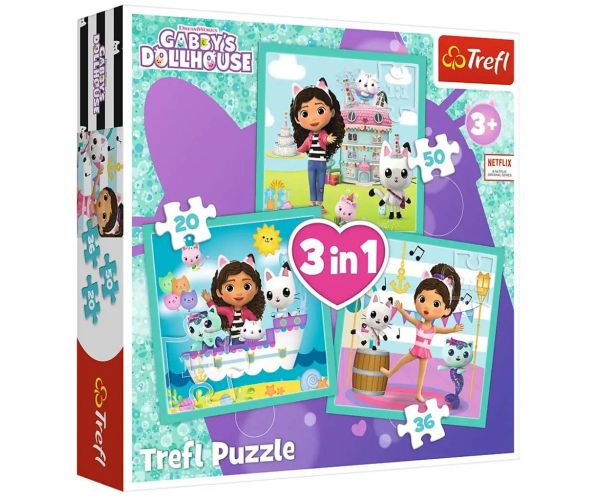 Gabi babaháza: Tevékenységek 3 az 1-ben puzzle - Trefl
