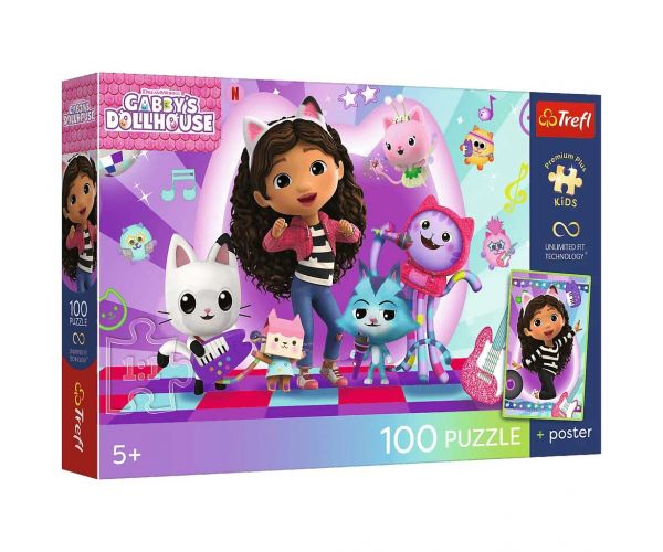 Gabi babaháza Színes macskavilág 100db-os UFT puzzle poszterrel - Trefl