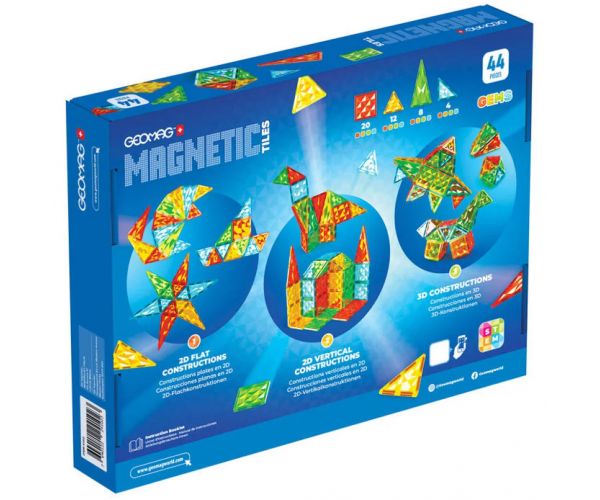 Geomag Magnetic Tiles Gems magnetska građevinska igračka, 44 kom.