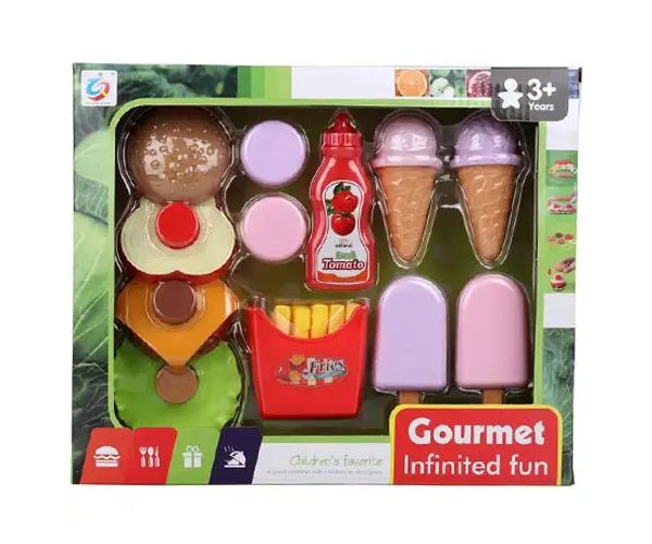 Gourmet hamburgeres élelmiszer játékszett jégkrémmel
