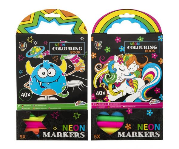 Grafix Neon set za bojanje s 40 listova i 5 flomastera