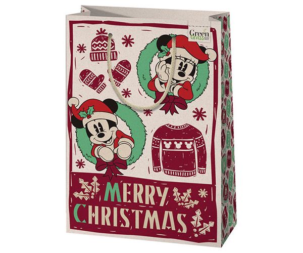 Green Grass Mickey Mouse Božićna velika premium poklon vrećica 26x14x33cm