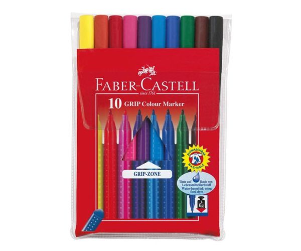 Grip flomasteri u boji, set 10 kom - Faber-Castell