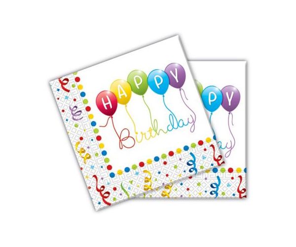 Happy Birthday papirnate salvete 20kom 33x33cm