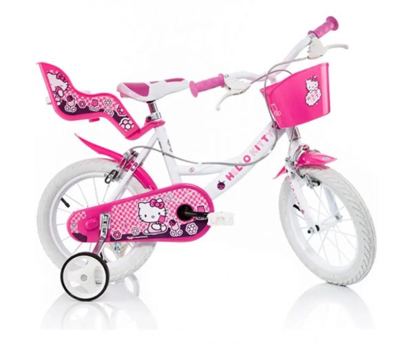 Hello Kitty rózsaszín-fehér gyerek bicikli 14-es méretben  - Dino Bikes kerékpár