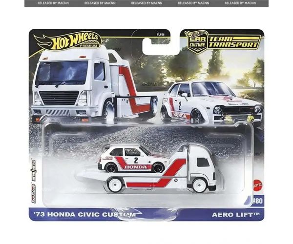 Hot Wheels: Aero Lift Prémium autószállító és 73 Honda Civic Custom kisautó 1/64 - Mattel