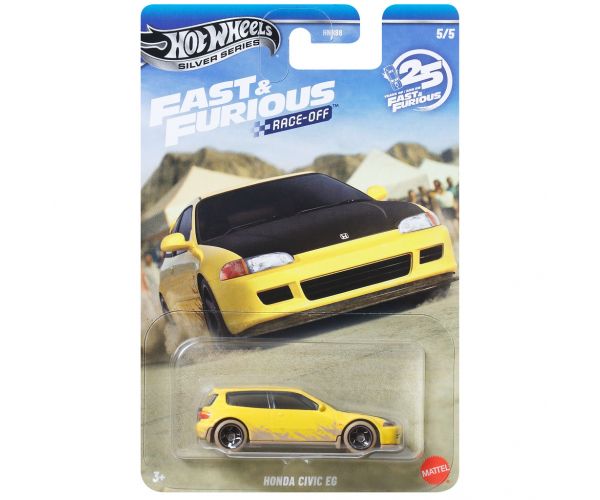 Hot Wheels: Halálos iramban Honda Civic EG sárga kisautó 1/64 - Mattel