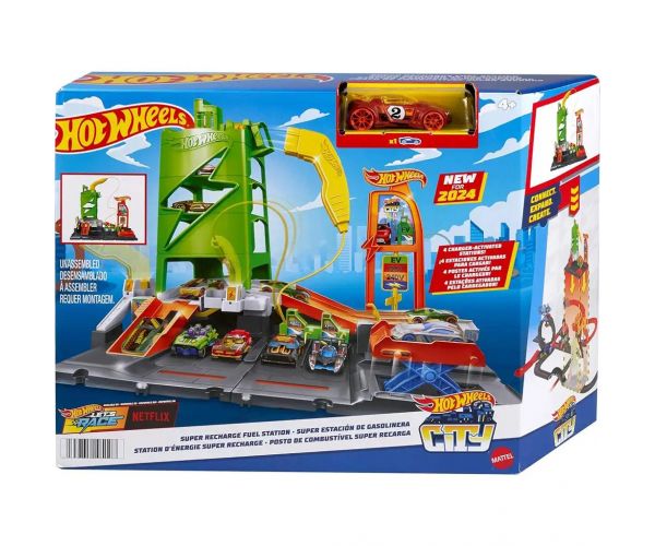 Hot Wheels: City töltőállomás pályaszett 1db kisautóval - Mattel