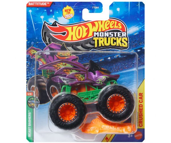 Hot Wheels Monster Trucks: Battitude lila monster kisautó 1/64 - Mattel
