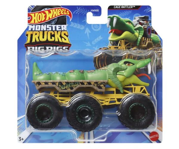 Hot Wheels Monster Trucks: Big Rigs Cage Rattler hatkerekű járgány 1:64 - Mattel