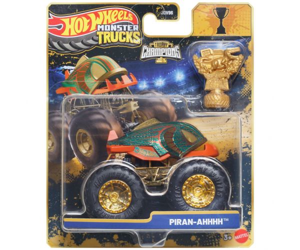 Hot Wheels Monster Trucks: Piran-Ahhh bajnok kisautó serleggel 1/64 – Mattel