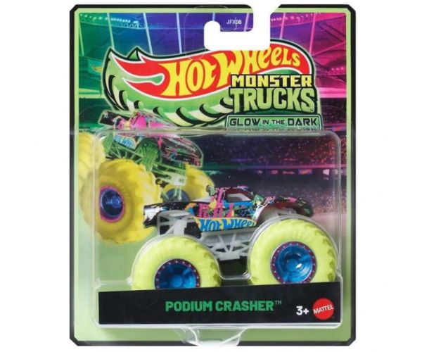 Hot Wheels Monster Trucks: Podium Crasher sötétben világító kisautó 1/64 – Mattel
