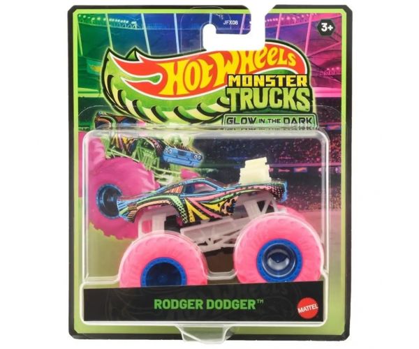 Hot Wheels Monster Trucks Rodger Dodger sötétben világító kisautó 1/64 - Mattel