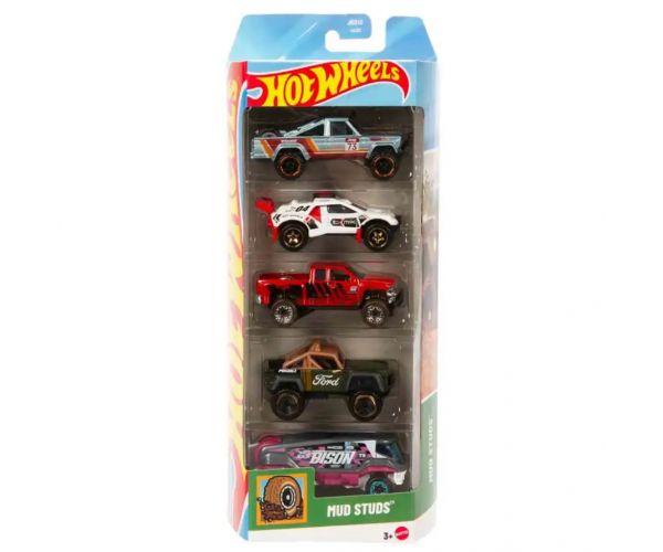 Hot Wheels: Mud Studs járművek 5db-os kisautó szett - Mattel