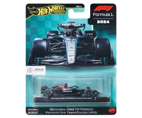 Hot Wheels Premium: Mercedes-AMG Petronas Formula 1 No. 63 kisautó 1/64 – Mattel