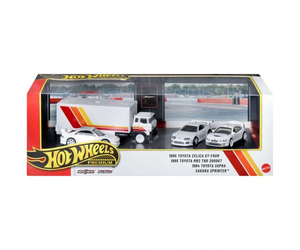 Hot Wheels: Premium Toyota ’90s JDM gyűjtői kisautó szett – Supra, Celica GT-Four, MR2 TRD és Sakura Sprinter, 1/64 - Mattel
