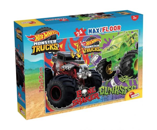 Hot Wheels Monster trucks 24db-os maxi padló puzzle 70x50cm - Lisciani