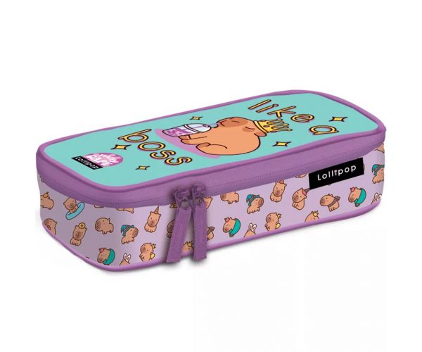 ICO: Lizzysuli Lollipop Capybara mintás ovális tolltartó 21,5x10,5x5,5 cm