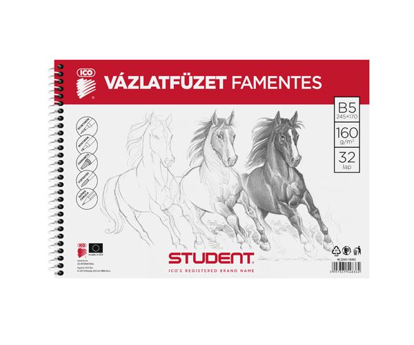ICO: Student blok za crtanje spiralnog uveza - B/5 - bezdrvni papir