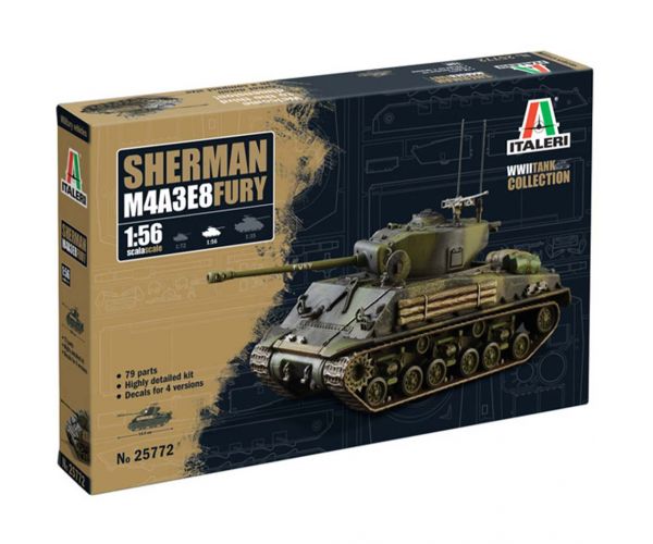 Italeri 1/56 M4A3E8 Sherman Fury tenk maketa