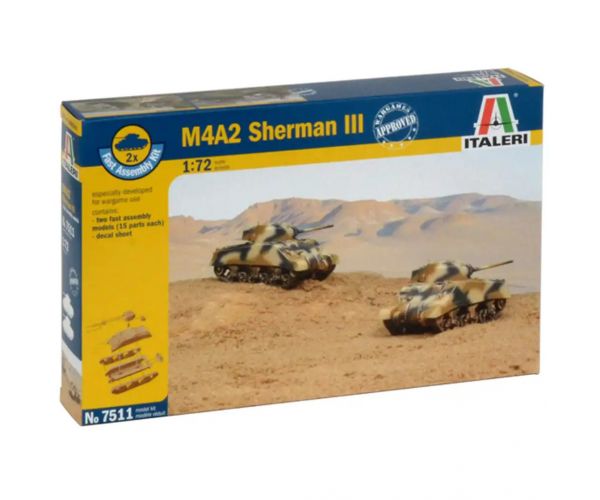Italeri 1/72 M4A2 Sherman III tenk 2-komadni maket set