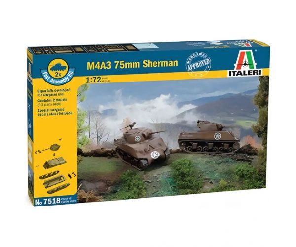 Italeri 1/72 M4A3 75mm Sherman tenk 2-komadni maket set