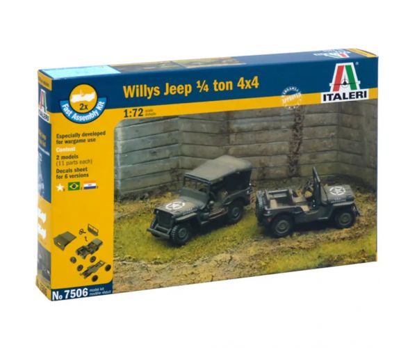 Italeri 1/72 Willys Jeep 1/4 ton 4x4 vojna vozila set maketa od 2 komada