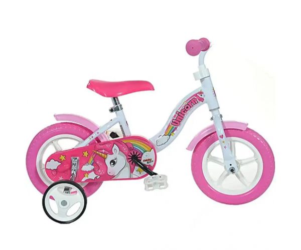 Unikornis rózsaszín-fehér gyerek bicikli 10-es méretben - Dino bikes kerékpár