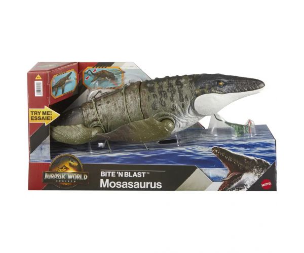 Jurassic World: Újjászületés – Bite 'N Blast Mosasaurus figura - Mattel