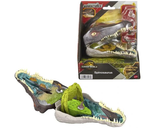 Jurassic World: Újjászületés Micro Adventures Spinosaurus mini játékszett - Mattel